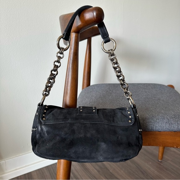 PRADA TESSUTO  AUTHENTIC BLACK SUEDE BUCKLE BAG RARE - Picture 9 of 17